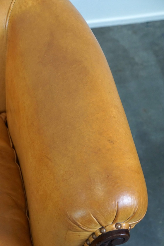 Image 1 of Set aus 2 Clubsesseln und einem Sofa, cognacfarbenes Leder und Rollen