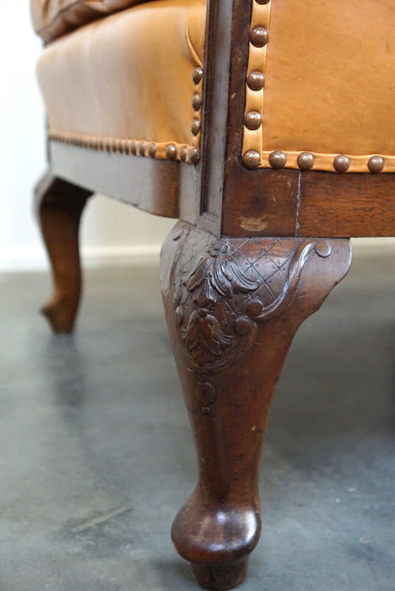 Image 1 of Set aus 2 Clubsesseln und einem Sofa, cognacfarbenes Leder und Rollen