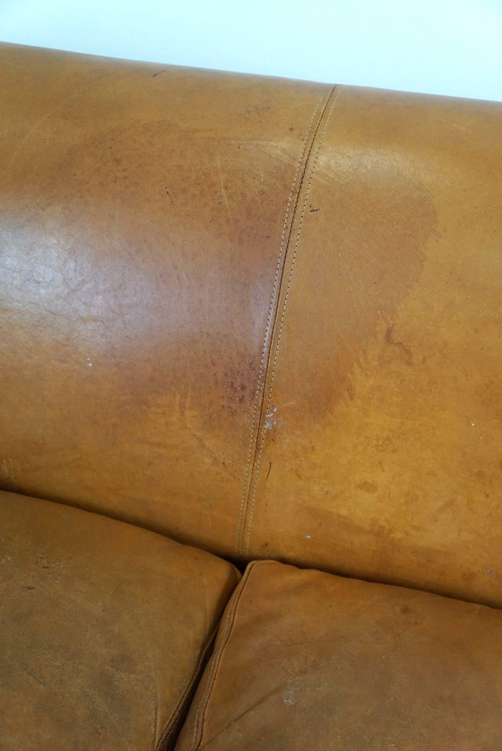 Image 1 of Set aus 2 Clubsesseln und einem Sofa, cognacfarbenes Leder und Rollen