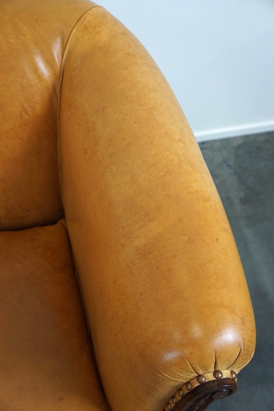 Image 1 of Set aus 2 Clubsesseln und einem Sofa, cognacfarbenes Leder und Rollen