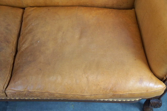 Image 1 of Set aus 2 Clubsesseln und einem Sofa, cognacfarbenes Leder und Rollen