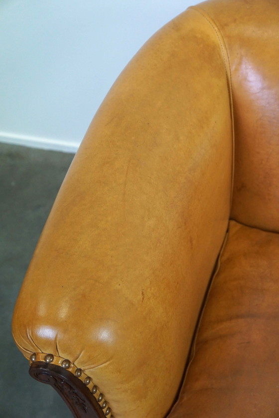 Image 1 of Set aus 2 Clubsesseln und einem Sofa, cognacfarbenes Leder und Rollen