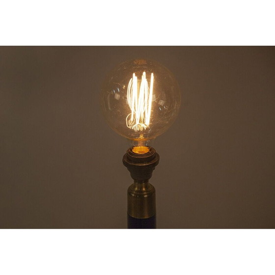 Image 1 of Skandinavische Tischlampe aus blauem Glas von Holmegaard 1960er Jahre