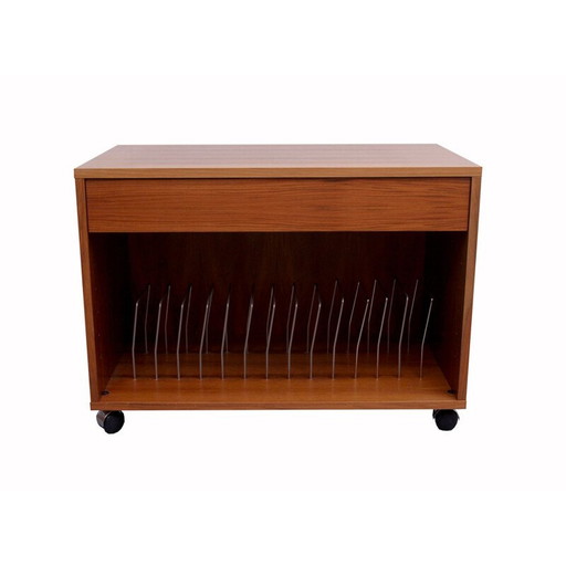 Vintage-Schallplattenständer in Nussbaum von Renz, Deutschland 1970