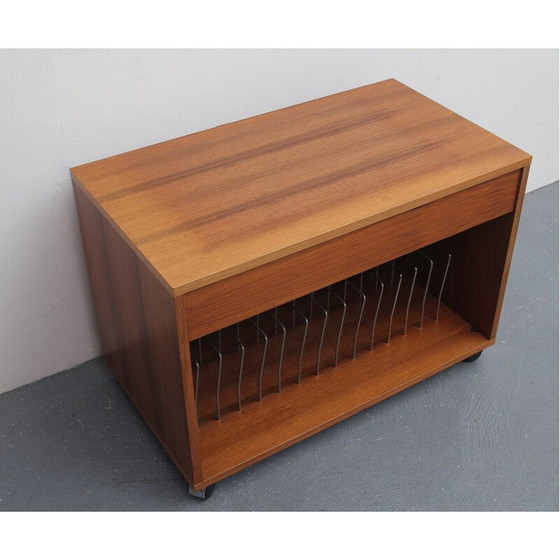 Image 1 of Vintage-Schallplattenständer in Nussbaum von Renz, Deutschland 1970