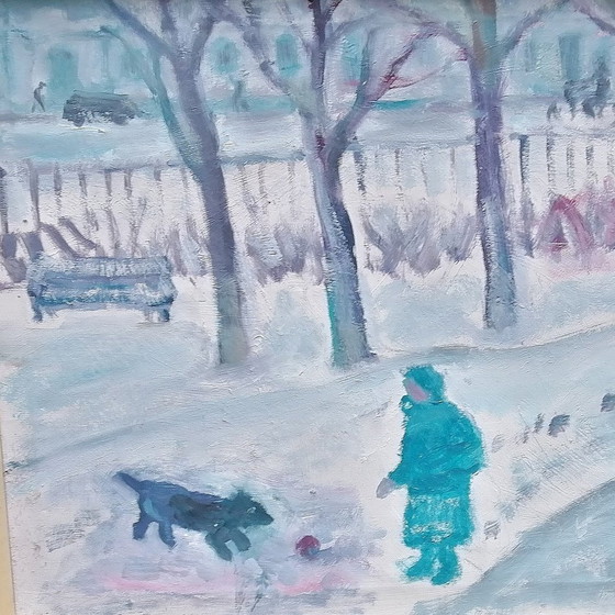 Image 1 of (Jeanne) Bieruma Oosting "" Der Oosterpark im Winter "" Öl auf Leinwand
