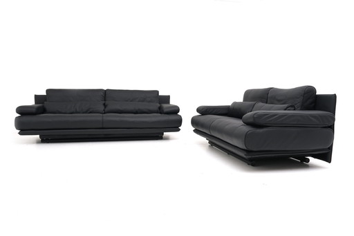 Rolf Benz 6500 Garnitur Couch Sofa Dreisitzer Zweisitzer Leder Schwarz