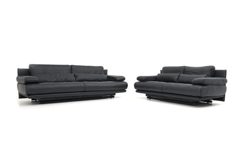 Rolf Benz 6500 Garnitur Couch Sofa Dreisitzer Zweisitzer Leder Schwarz