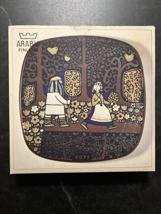 Image 1 of Arabia Finland Jahresteller / Annual Plate 1977 In Originalverpackung. Entwurf: Raija Uosikkinen