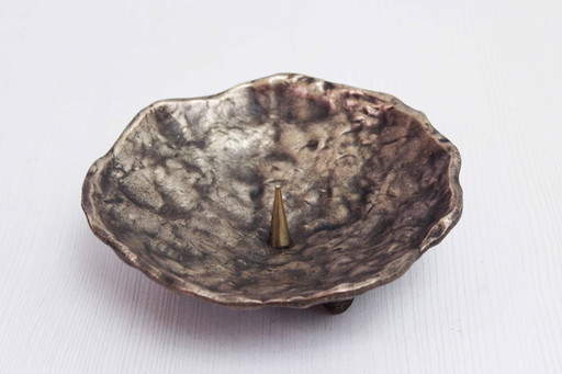 Schöner brutalistischer Kerzenhalter Bronze