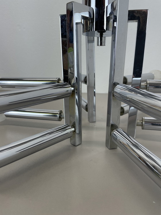 Image 1 of Modernistische riesige verchromte Sputnik-Deckenleuchte im Sciolari-Stil, Italien, 1970er Jahre