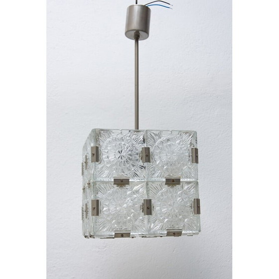 Image 1 of Hängeleuchte aus kubischem Glas von Kamenický Senov, Tschechoslowakei 1970