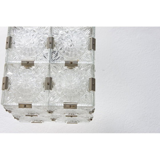 Image 1 of Hängeleuchte aus kubischem Glas von Kamenický Senov, Tschechoslowakei 1970