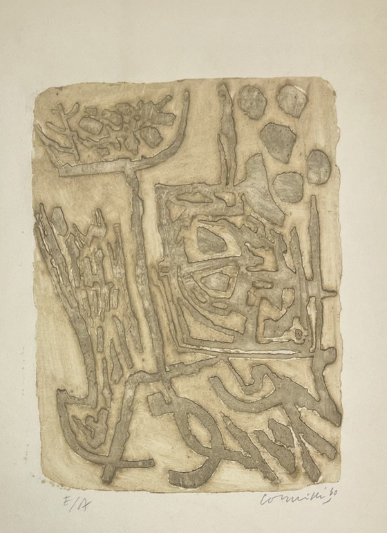 Image 1 of Signed; Guillaume Corneille Reliefgravur Zeichen in Stein, 1960 - E/A