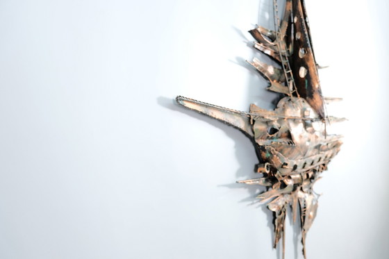 Image 1 of Monumentale Metall Wandskulptur im Brutalistischen Stil von M. Di Giovanni 