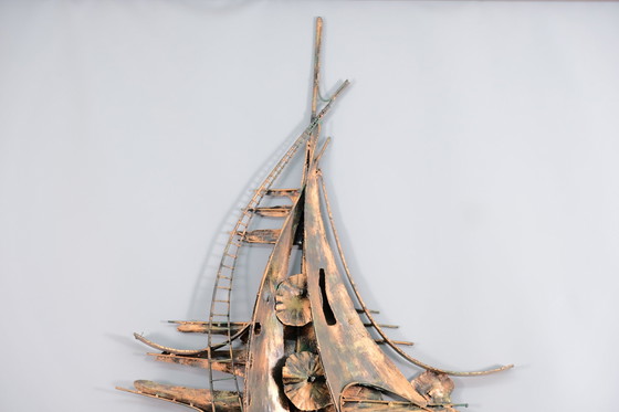 Image 1 of Monumentale Metall Wandskulptur im Brutalistischen Stil von M. Di Giovanni 