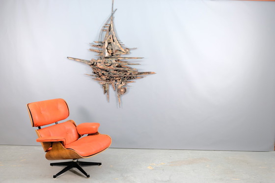 Image 1 of Monumentale Metall Wandskulptur im Brutalistischen Stil von M. Di Giovanni 