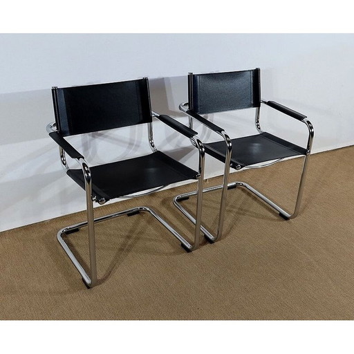 Paar Vintage-Ledersessel von Marcel Breuer, 1970