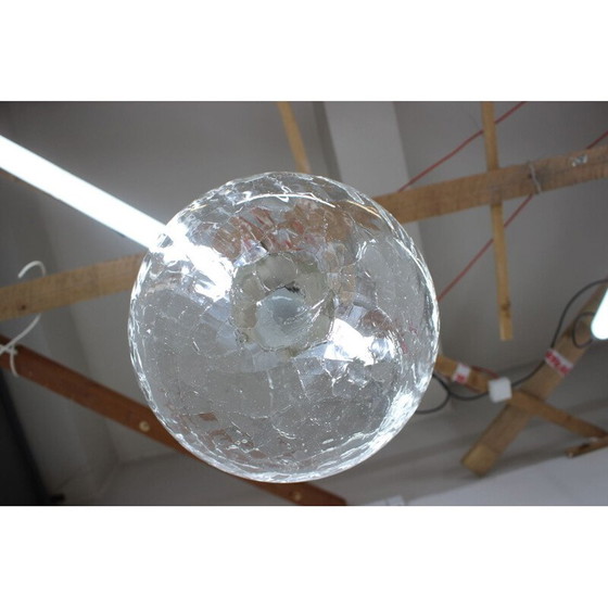 Image 1 of Hängeleuchte aus Metall und Glas von Kamenický Šenov, Tschechoslowakei 1960