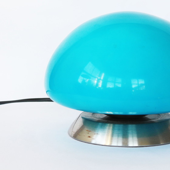 Image 1 of Space Age Blaue Glas Pilzlampe