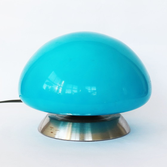 Image 1 of Space Age Blaue Glas Pilzlampe