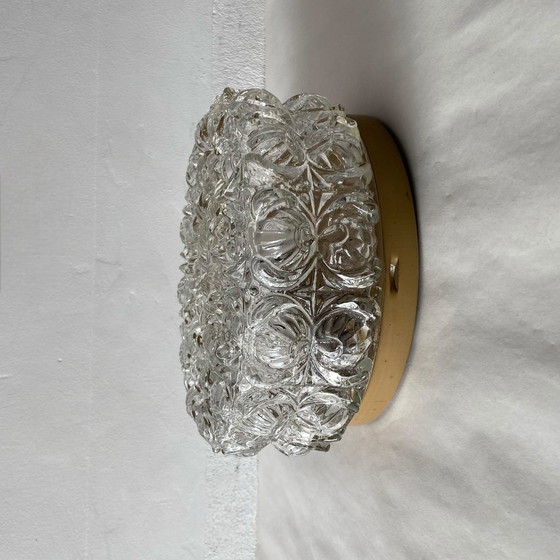 Image 1 of Wandleuchte Deckenleuchte dickes Glas 1970 1980 seventies eighties antike Leuchte transparent