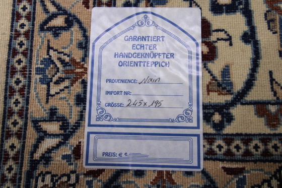 Image 1 of Original Handgeknüpfter Perserteppich Nain 9 La Fein Mit Seide 245 X 195 Cm Top Zustand 