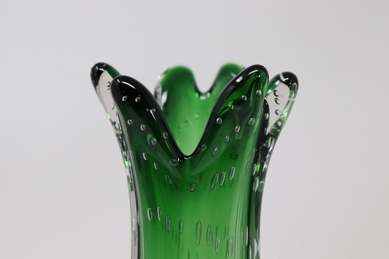 Image 1 of Grüne Vase aus Muranoglas, 1960er Jahre