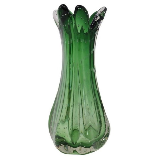 Image 1 of Grüne Vase aus Muranoglas, 1960er Jahre