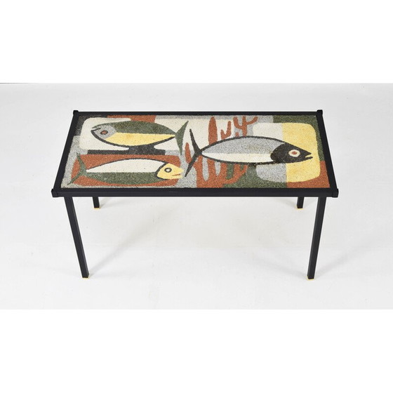 Image 1 of Französischer Granit-Mosaik-Couchtisch, 1960er Jahre