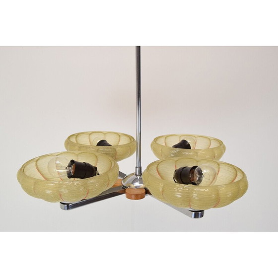 Image 1 of Vintage-Kronleuchter aus Glas und Metall von Napako, Tschechoslowakei 1950