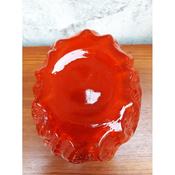 Image 1 of Vintage-Vase aus orangefarbenem Glas, 1960er Jahre