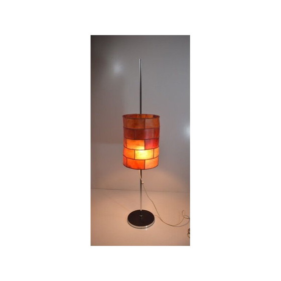 Image 1 of Vintage Chrom und Leder Patchwork Stehlampe 1970er