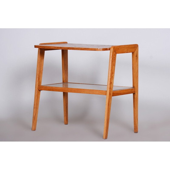 Image 1 of Vintage Bauhaus Konsolentisch aus Eichenholz und Glas, Tschechien 1950er Jahre