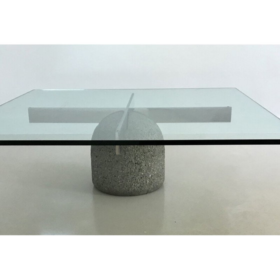 Image 1 of Vintage Couchtisch "Paracarro" aus Glas und Beton von Giovanni Offredi, Italien 1970