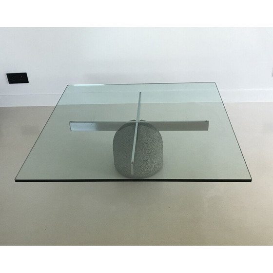 Image 1 of Vintage Couchtisch "Paracarro" aus Glas und Beton von Giovanni Offredi, Italien 1970