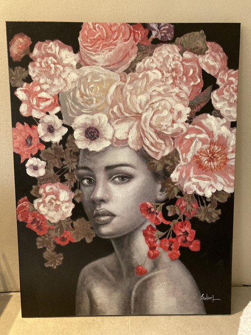 Mädchen mit Blumen im Haar 0.9 M X 1.20 M