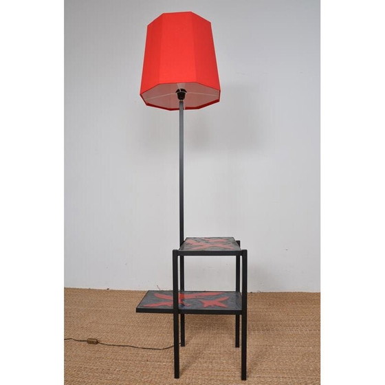 Image 1 of Vintage Stehlampe aus schwarz lackiertem Metall, 1950