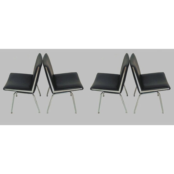 Image 1 of Vierer-Set Flughafen-Sessel in Schwarz Hans J. Wegner by A.P, Dänemark 1958