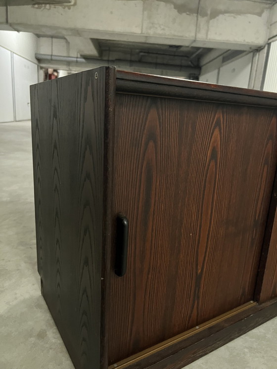 Image 1 of Vintage Mid Century Palisander Büro-Set: Schreibtisch + L-Ausschnitt + Sideboard + Vitrine