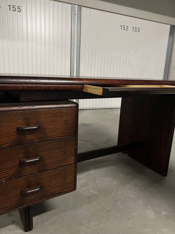 Image 1 of Vintage Mid Century Palisander Büro-Set: Schreibtisch + L-Ausschnitt + Sideboard + Vitrine