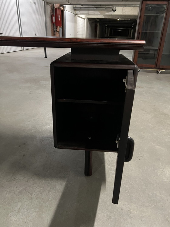 Image 1 of Vintage Mid Century Palisander Büro-Set: Schreibtisch + L-Ausschnitt + Sideboard + Vitrine