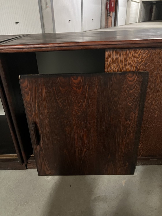 Image 1 of Vintage Mid Century Palisander Büro-Set: Schreibtisch + L-Ausschnitt + Sideboard + Vitrine