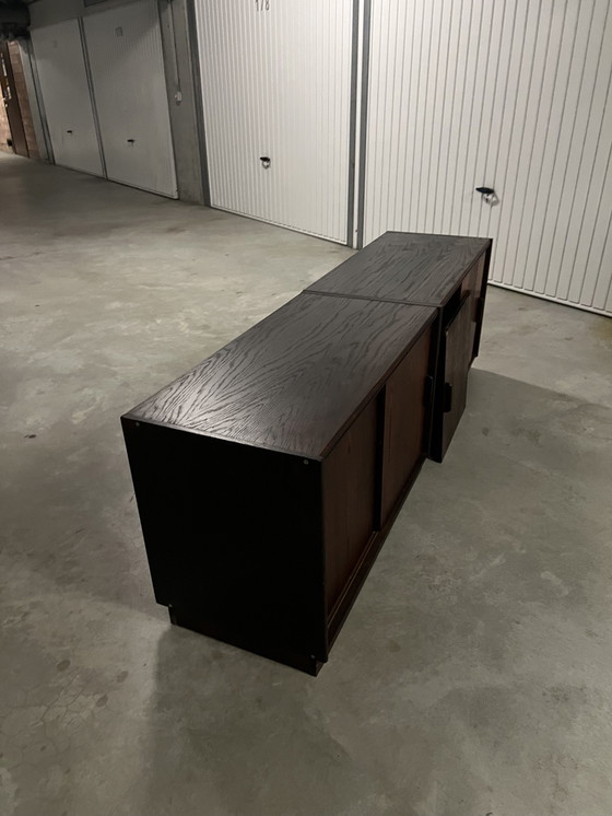 Image 1 of Vintage Mid Century Palisander Büro-Set: Schreibtisch + L-Ausschnitt + Sideboard + Vitrine