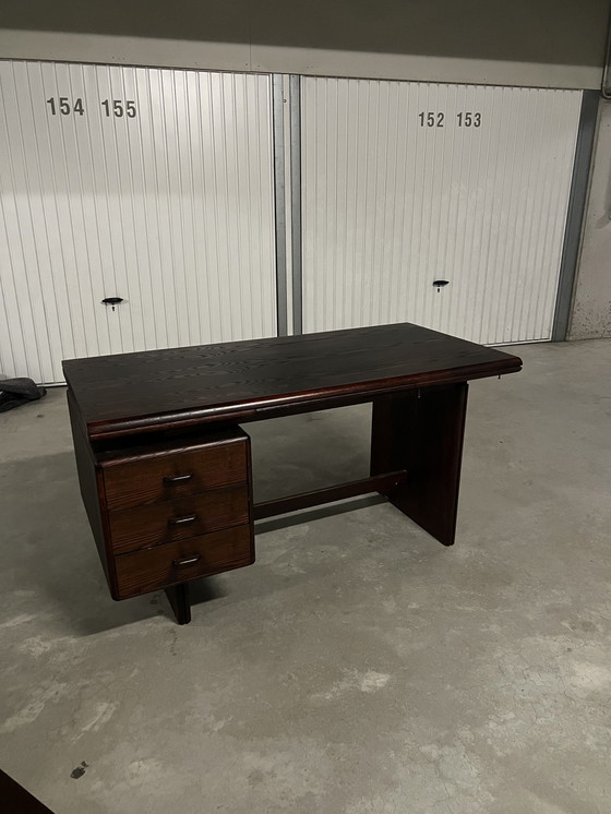 Image 1 of Vintage Mid Century Palisander Büro-Set: Schreibtisch + L-Ausschnitt + Sideboard + Vitrine