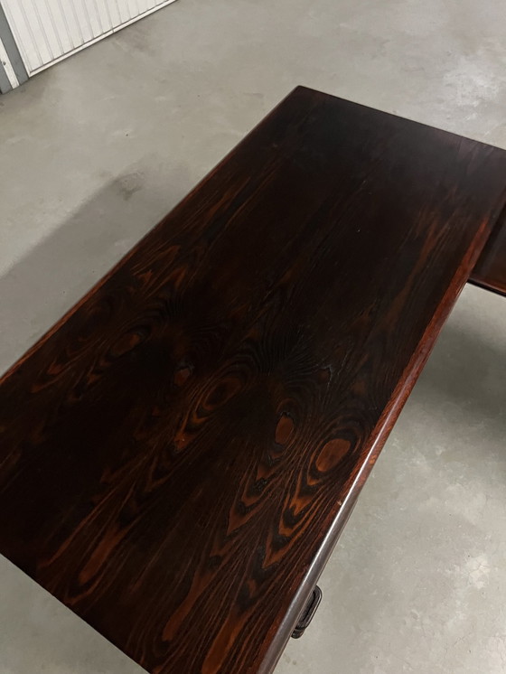 Image 1 of Vintage Mid Century Palisander Büro-Set: Schreibtisch + L-Ausschnitt + Sideboard + Vitrine