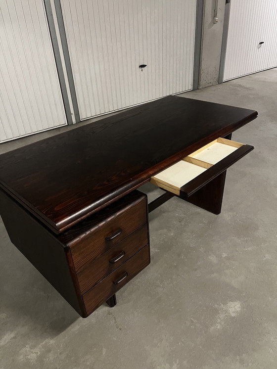 Image 1 of Vintage Mid Century Palisander Büro-Set: Schreibtisch + L-Ausschnitt + Sideboard + Vitrine