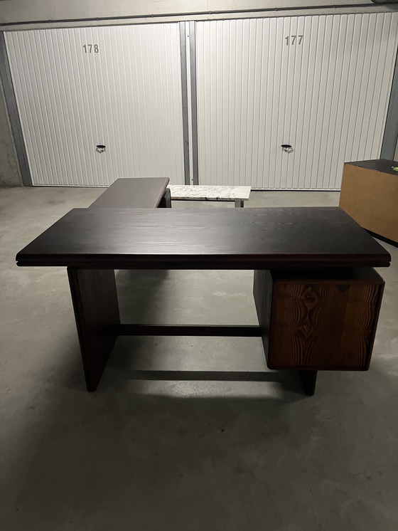 Image 1 of Vintage Mid Century Palisander Büro-Set: Schreibtisch + L-Ausschnitt + Sideboard + Vitrine