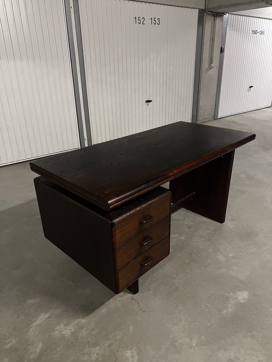 Image 1 of Vintage Mid Century Palisander Büro-Set: Schreibtisch + L-Ausschnitt + Sideboard + Vitrine