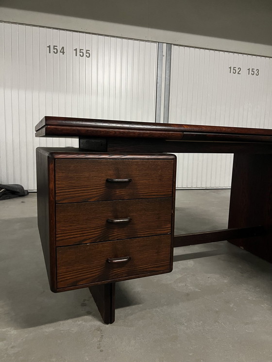 Image 1 of Vintage Mid Century Palisander Büro-Set: Schreibtisch + L-Ausschnitt + Sideboard + Vitrine